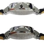 Louis Vuitton LOUIS VUITTON Women's Watch Tambour Forever Diamond Quartz QZ Stainless Steel SS Leather Q12M5 Silver Black - Image 3