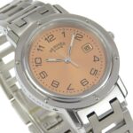 HermÃ¨s Clipper Watch CL4.410, Stainless Steel Quartz Analog Display, Pink Dial, Boys - Image 3