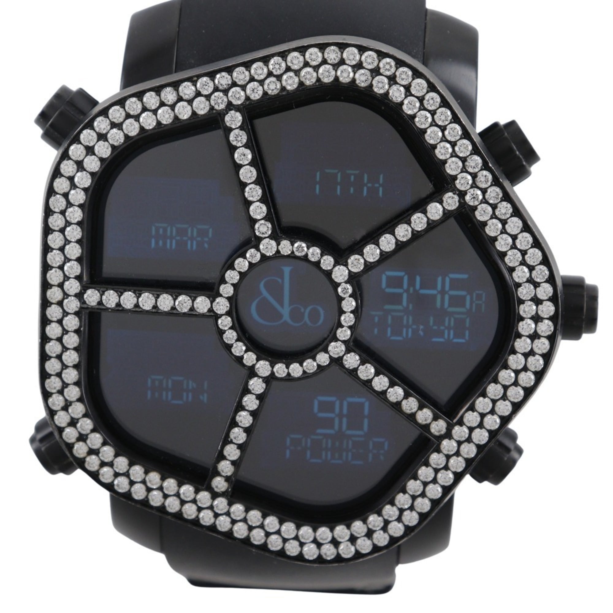 2000_5114535c-4718-42a0-8ab0-fbacfd4be2f9.jpg JACOB & CO 5 Time Zone Ghost Watch GMT JC-GST-WHD Stainless Steel x Rubber Black Quartz Digital Display Dial Men's - Image 1