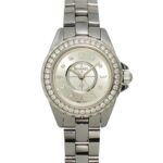 Chanel J12 Chromatic H3402 Ladies' with Diamond Bezel 8 Diamonds Gray Ceramic Quartz Movement