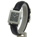 BVLGARI Quadrado SQ22SL Women's Watch, Stainless Steel and Leather, Quartz Movement, Analog Display, Black Dial - Image 2
