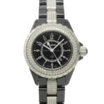Chanel J12 33mm H1338 Genuine Diamond Ladies' Black Ceramic Date Quartz