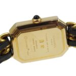 Chanel CHANEL Premiere L Watch Gold Plated x Leather Quartz Analog Display Black Dial Ladies - Image 6