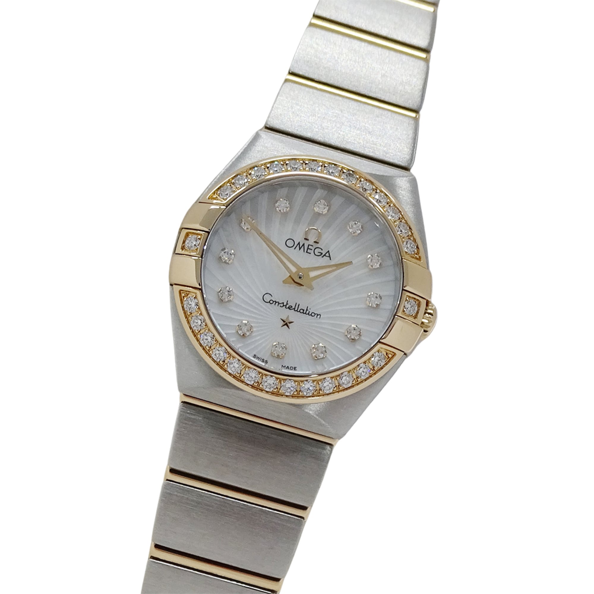 2000_569725f6-4dff-4a28-9f8c-555cdba44d27.jpg Omega Constellation Brushed 123.25.24.60.55.002 Wo Brand Name 12P Diamonds Mother-of-Pearl Quartz Movement Stainless Steel (SS) and Pink Gold (PG) - Image 1