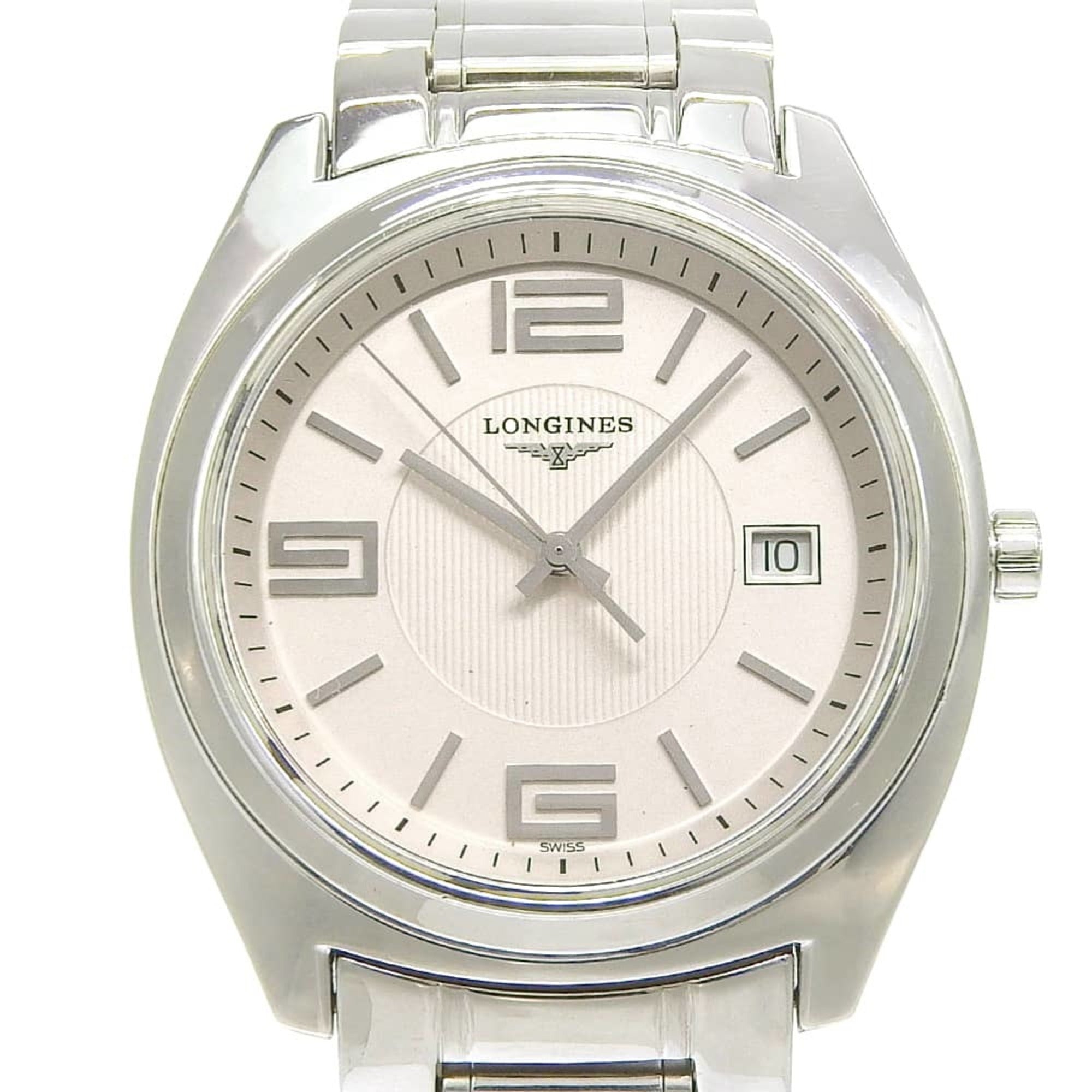 2000_58d74fed-1af1-49eb-bfdc-138bf5abecc8.jpg Longines Conquest watch L3.632.4, stainless steel, silver, quartz, analog, white dial, men's. - Image 1