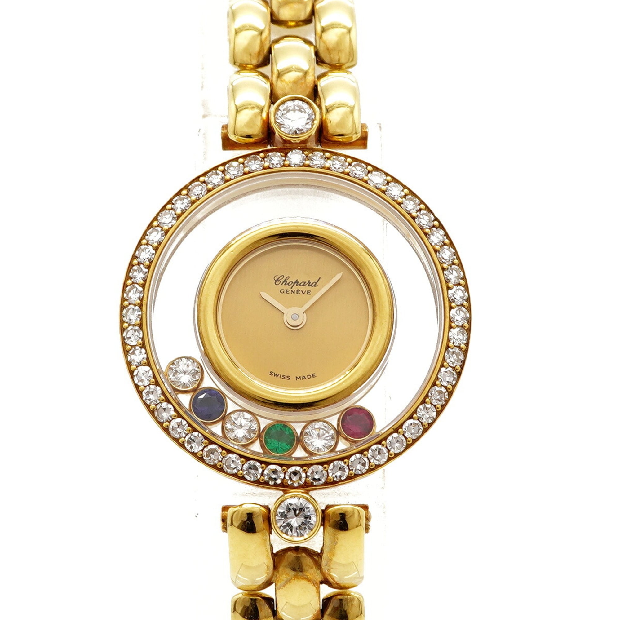 2000_5bb77b46-97d1-4076-b962-9dbdcec7cf16.jpg Chopard Happy Diamonds YG 20 3926-24 Gold Dial Wo - Image 1