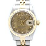 ROLEX Datejust 10P Diamond Houndstooth Gold 69173G Wo 40548 - Image 2