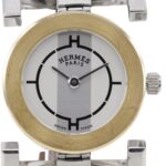 Hermes HERMES Paprika Watch PA1.220 Stainless Steel x Leather 2002 â–¡F Quartz Analog Display White Dial Ladies