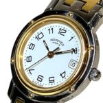 Hermes Clipper Two-Tone Watch, Total Weight 43.6g, Stainless Steel, Quartz Movement, White Dial, CL4.220 - Image 3