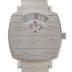Gucci Grip Watch, Interlocking G, 157.5mm, Stainless Steel, Quartz Movement, Analog Display, White Dial, Women's