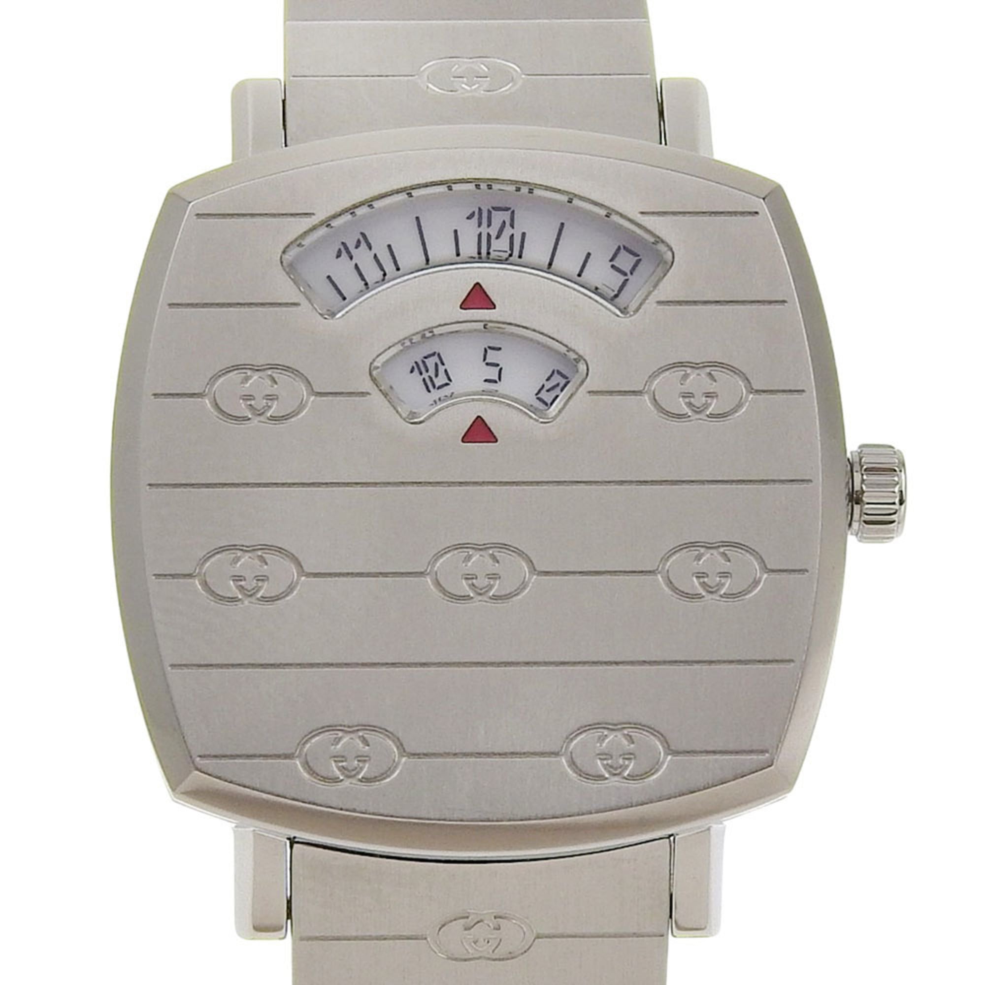 2000_63ed51bd-6342-4c97-aec6-4f2853230e66.jpg Gucci Grip Watch, Interlocking G, 157.5mm, Stainless Steel, Quartz Movement, Analog Display, White Dial, Women's - Image 1