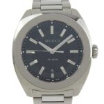 Gucci Date 100m YA142201 142 2 Black Dial Stainless Steel Quartz Watch with Battery, 43mm Men's