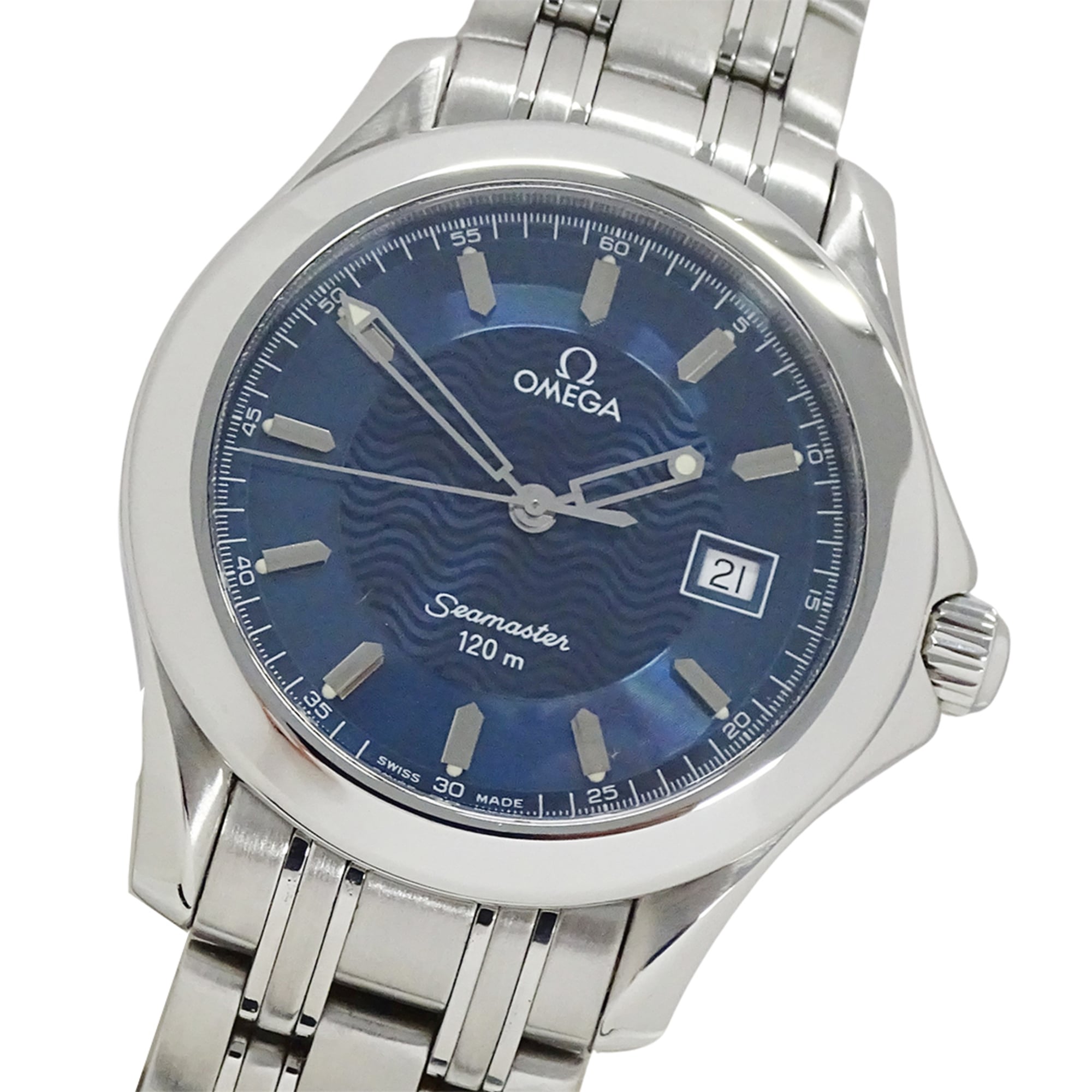 2000_64cd1963-773d-4cd6-9a91-c7fca75abe03.jpg Omega Seamaster 2511.81 Brand Name 120m Water Resistant Date Quartz Movement Stainless Steel (SS) Silver & Blue - Image 1