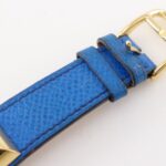 Hermes Medor watch, gold plated x leather, 1994 model, quartz, analog, white dial, women's. - Image 8