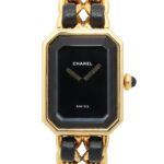 Chanel CHANEL PremiÃ¨re S Gold Plated (GP) Leather Strap Wo Black H0001