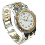 Hermes Clipper watch, total weight 36.2g, stainless steel, quartz movement, white dial, CL3.240 - Image 3