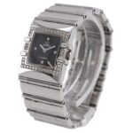 OMEGA Constellation Carree Watch, cal. 1376 1528.46, stainless steel with diamonds, 1998, quartz movement, analog display, black dial, women's. - Image 2