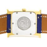 HERMES H Watch Gold Plated Leather Quartz Mens Watch HH1.510 - Image 6