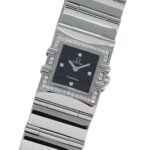 Omega Constellation Carre Quadra 1528.46 Women's Watch, Brand Name, Diamond, Quartz Movement, Stainless Steel (SS), Silver, Black, Square Frame