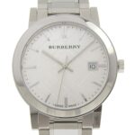 Burberry BU9000 Stainless Steel Watch, Silver, Quartz, Analog Display, Silver Dial, Women's.
