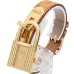 Hermes Kelly Gold Plated Leather Strap Ladies' Champagne Color KE1.201 - Image 2