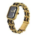 CHANEL Premiere S Watch H0001, Gold-Plated Leather Quartz Movement, Analog Display, Black Dial, Women's - Image 2