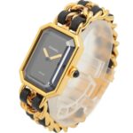 Chanel CHANEL PremiÃ¨re S Gold Plated (GP) Leather Strap Wo Black H0001 - Image 2