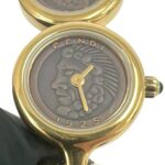 FENDI 600L Logo Engraved GP Quartz Wrist Bangle Gold 22368 - Image 4