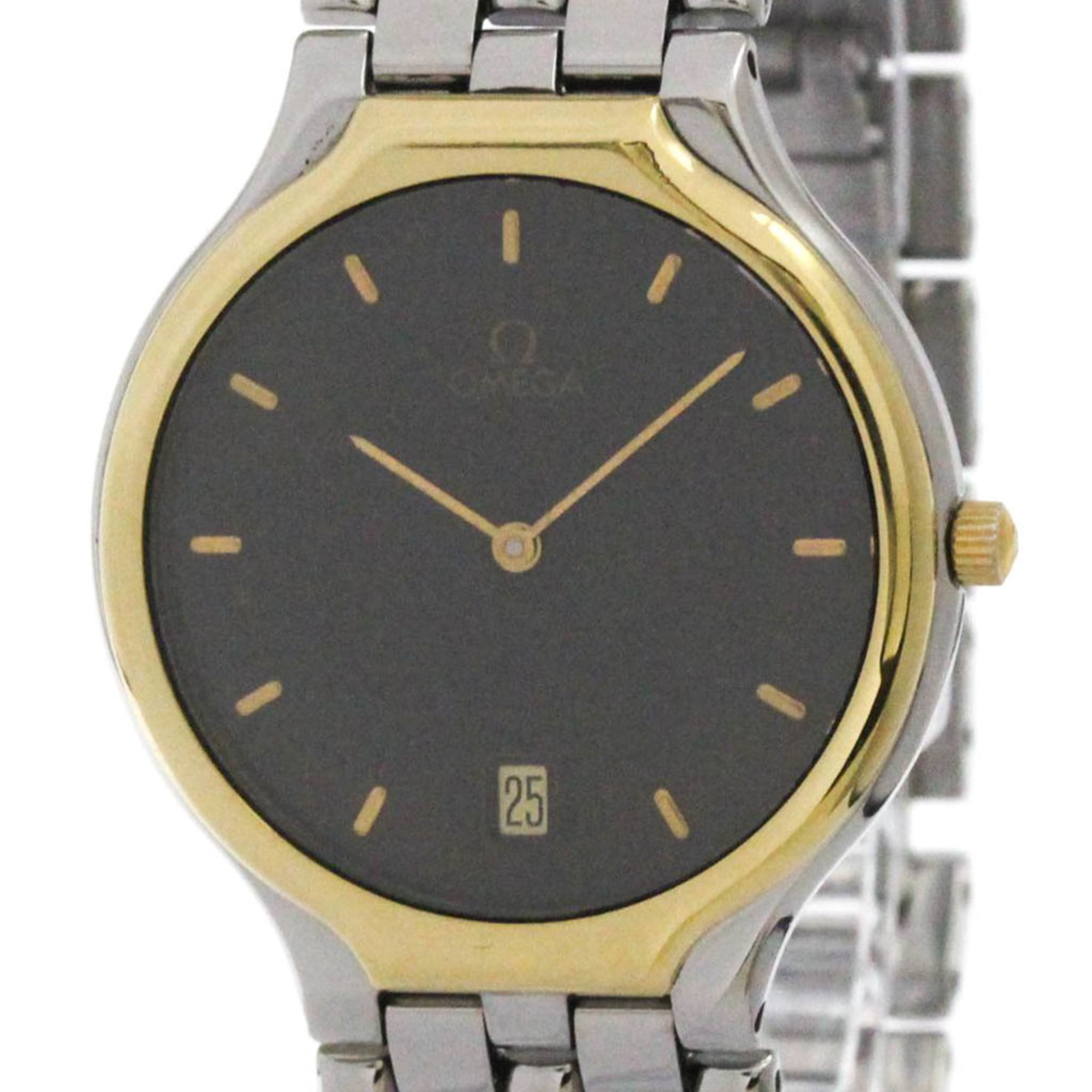 2000_78f56d76-b8ae-4269-b0c4-0525059d7d8d.jpg OMEGA De Ville Symbol K18 Gold Steel Quartz Mens Watch 196.0316 - Image 1