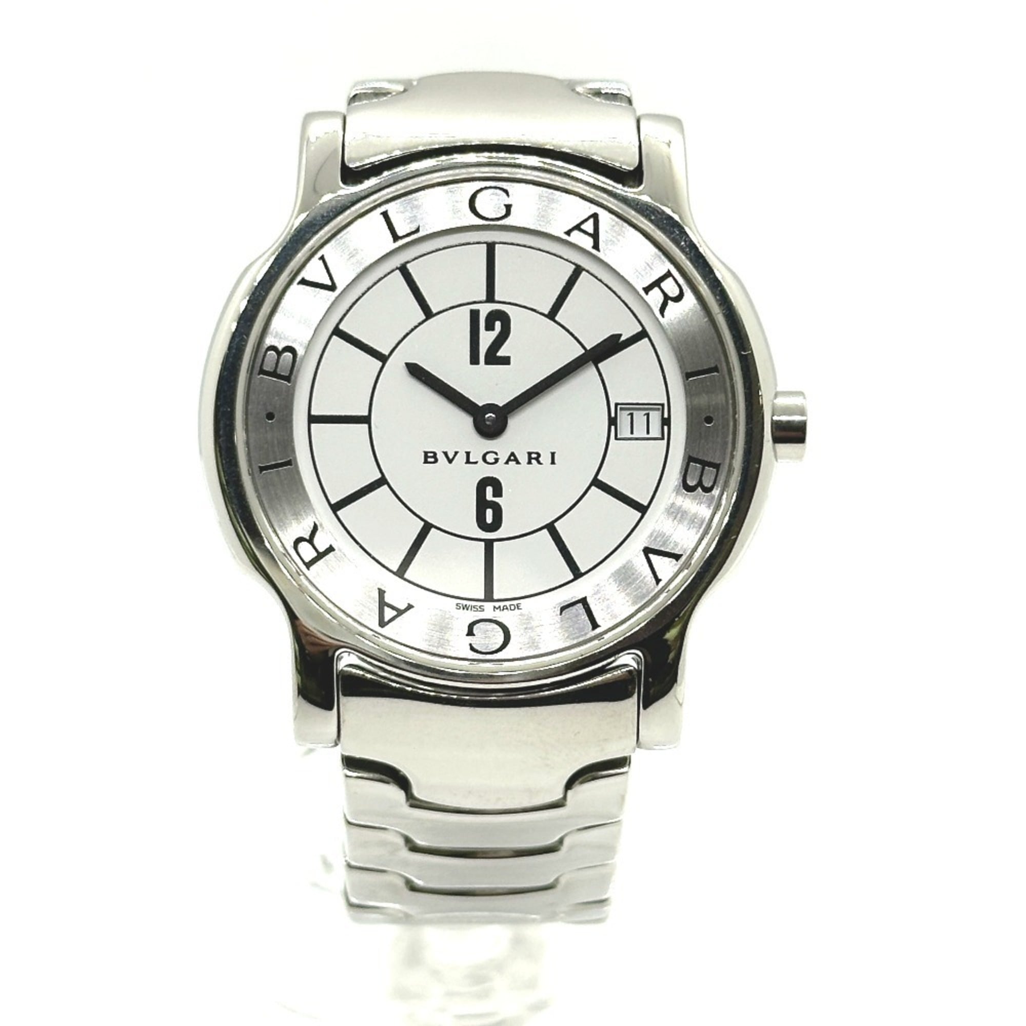 2000_7aec1f57-67ab-453a-8d74-4981bc6dfc57.jpg BVLGARI ST35S Solotempo Quartz Date Stainless Steel Silver - Image 1