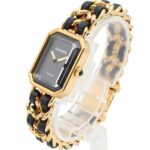 CHANEL Premiere Original Edition Watch, GP (Gold Plated), Leather, Women's, Black, H6951 - Image 2