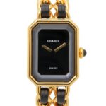 Chanel CHANEL PremiÃ¨re S Watch, Gold Plated (GP), Leather Strap, Women's, Black, H0001