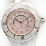 Chanel J12 12-Diamond Watch, Ceramic, Diamond, Ladies, Pink Tone, Shell, H5513 - Image 3