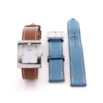 HermÃ¨s BE1.110 Women's Stainless Steel and Leather Strap Watch, 2002, Quartz Movement, Analog Display, White Dial - Image 8