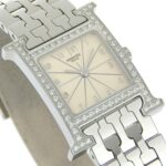Hermes HERMES H Watch Diamond Bezel HH1.230 Stainless Steel x Quartz Analog Display Ivory Dial Heure for Women - Image 3
