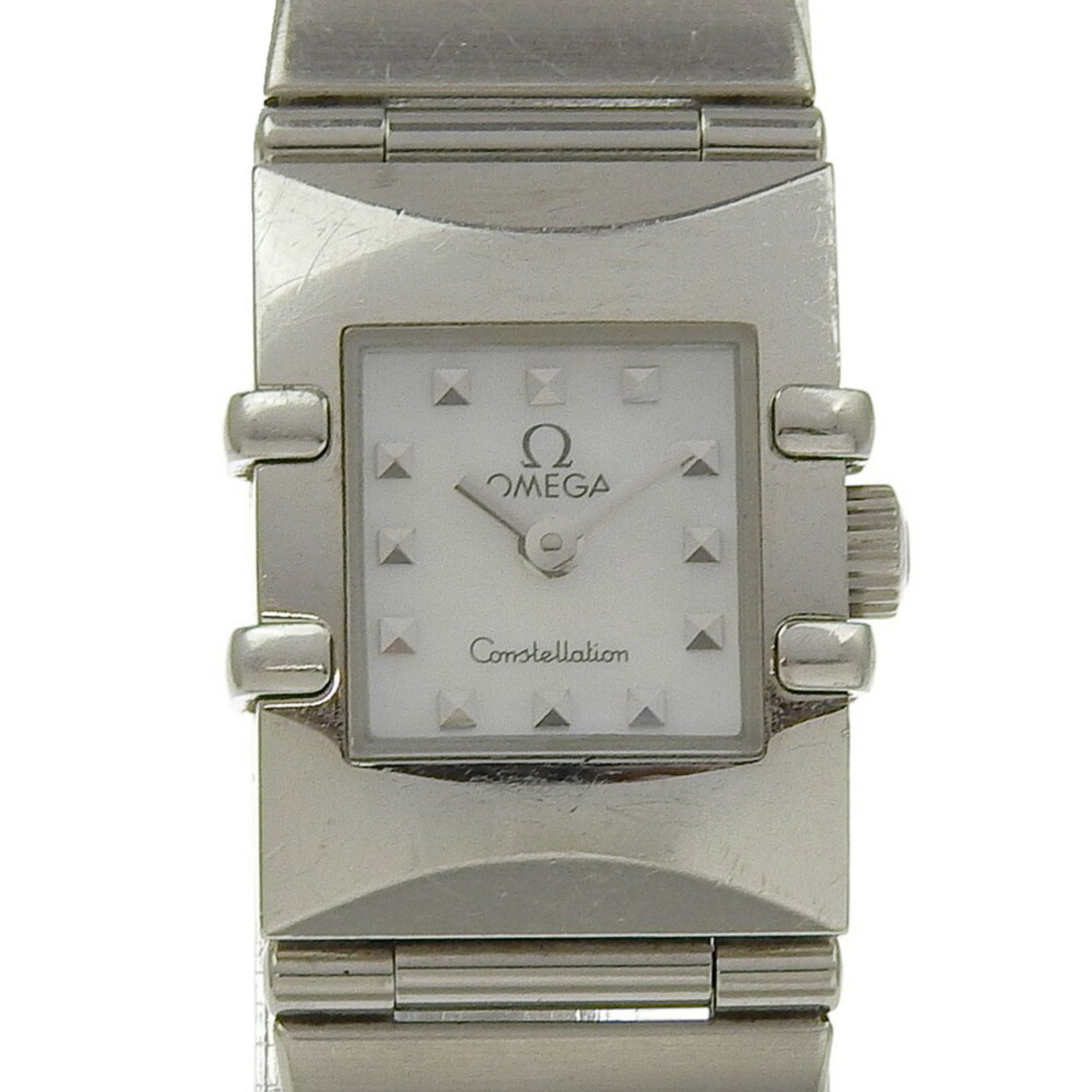 2000_80deb027-c045-4fb8-a274-9af342fa950c.jpg OMEGA Constellation Carree Watch 1531.71 Stainless Steel 1998 Quartz Analog Display White Shell Dial Women's - Image 1
