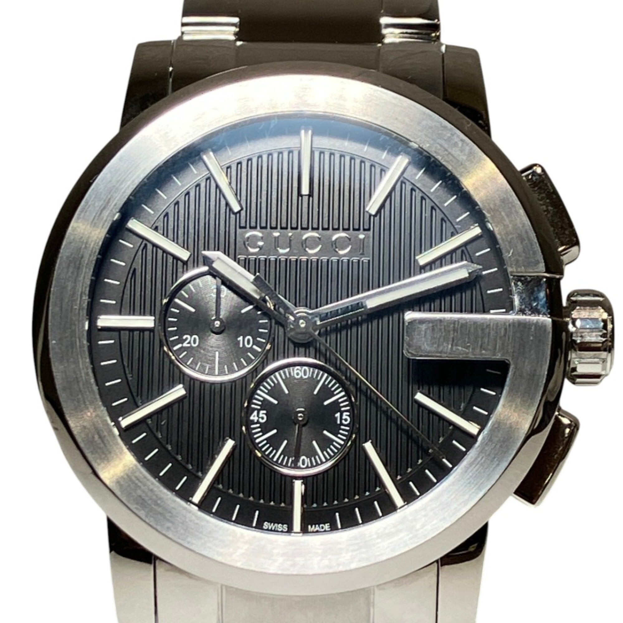 2000_87f22fc8-973b-4918-9fc6-33a5aab632c6.jpg Gucci G-Chrono total weight 170.8g stainless steel quartz movement black dial 101.2 - Image 1