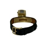 HERMES Vintage Kelly Leather Genuine GP Finish Wrist Black & Gold 82135 - Image 8