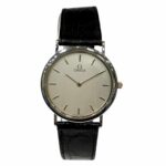 Omega De Ville watch, total weight 18.2g, stainless steel, genuine leather strap, quartz movement, silver dial, 195.0075