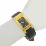 Versace VERSACE ALQ90 Rectangular Black Dial GP/Leather Quartz Watch Battery Women's - Image 7