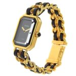 Chanel CHANEL Premiere S Watch H0001 Gold Plated x Leather Quartz Analog Display Black Dial Ladies - Image 2