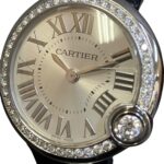 Cartier Ballon Bleu de watch, total weight 27.7g, stainless steel, genuine leather strap, diamonds, quartz movement, silver dial, W4BL0002 - Image 4