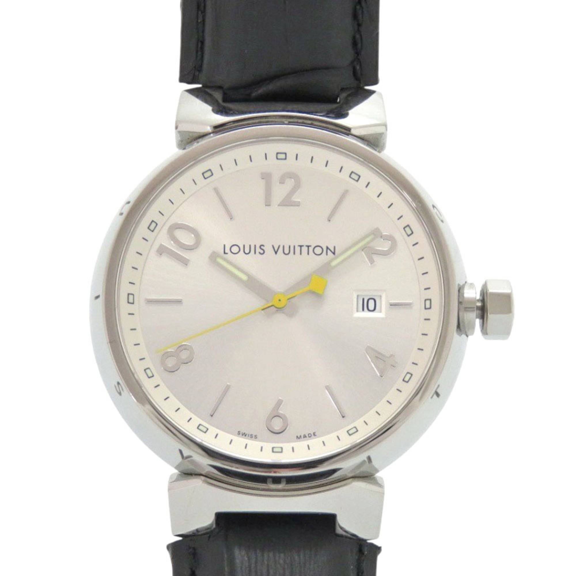 2000_8dd5663b-772e-4588-861a-fcf727926d3a.jpg Louis Vuitton Tambour Q111E Stainless Steel Leather Silver Quartz Watch 1507 LOUIS VUITTON - Image 1