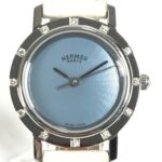HERMES CL4.230 Clipper Nacle 12-Piece Diamond Wo with Leather Strap White Leather/Stainless Steel - Image 2