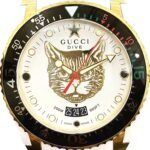 Gucci Dive Mystic Cat total weight 108g stainless steel rubber strap quartz movement white and gold dial 136.3 - Image 4