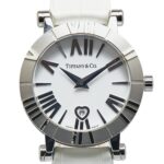 Tiffany & Co. Atlas Heart Date Watch Z1300.11.11A20A71A, Quartz Movement, White Dial, Stainless Steel, Leather, Women's