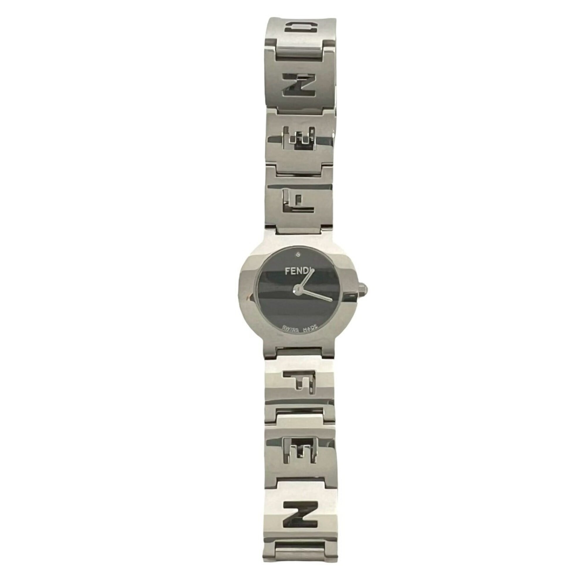 2000_9000e15b-e6a7-4182-b638-bfdd015b0b3d.jpg FENDI 3050L Logo Motif Stainless Steel Quartz Silver 31341 - Image 1