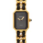 Chanel Premiere Large Size H0001 Wo Black Gold Quartz