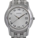Gucci 5500M Watch f-24297 Silver White YA055305 Men's Stainless Steel Quartz 0163*** GUCCI Battery-Operated Dial Analog Date - Image 2