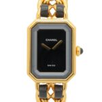 Chanel CHANEL PremiÃ¨re M Wristwatch, Gold Plated (GP), Leather Strap, Women's, Black, H0001